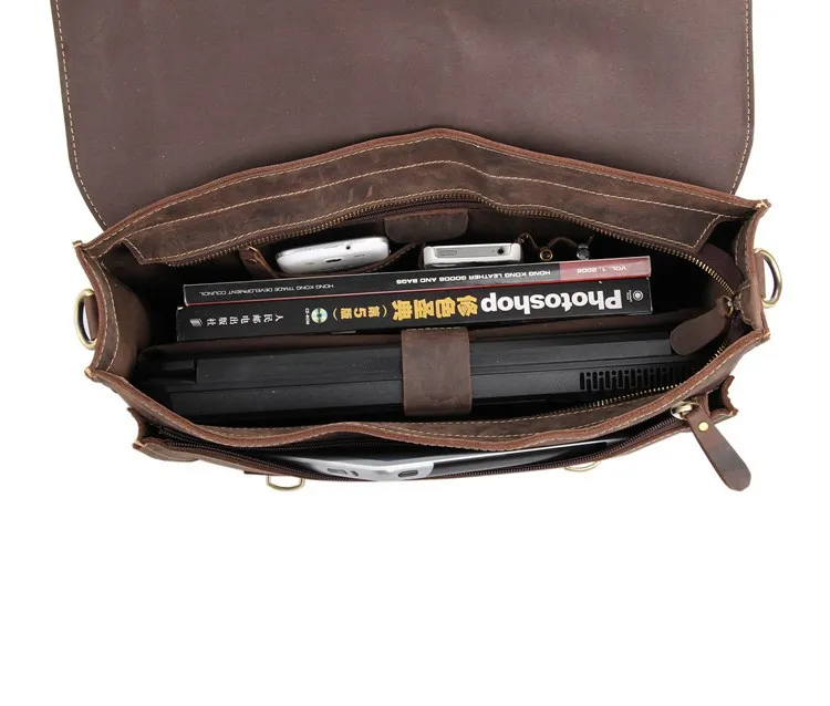 

Nesitu High Quality Vintage Real Genuine Crazy Horse Leather Briefcase Portfolio Men Messenger Bags Laptop Bag #M7205R