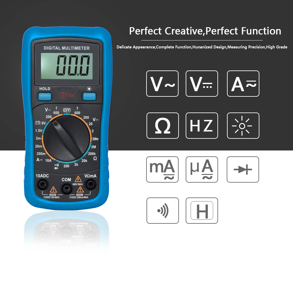 BSIDE 3 1/2 мультиметр ADM11 Pro AC/DC 600 в зеленая Защитная крышка подсветка Удержание данных тестер напряжения батареи перегрузки