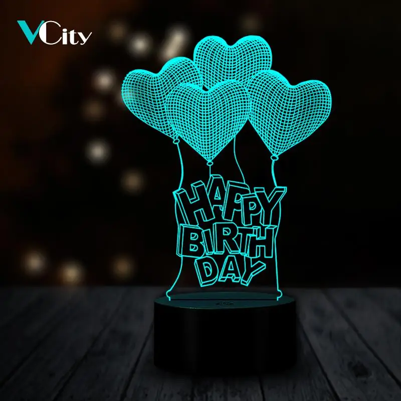 

VCity 3D Night Light Led Table Lamp Lamplight USB Mood RGB Multicolor Luminaria Change Gifts for Lovers Friends Birthday Present
