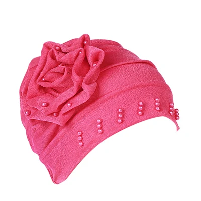 Hot Pink Зимние шапки для женщин индийская шляпа мусульманская гофрированная раковая химиотерапия шляпа бини шарф Тюрбан головной убор шапка капот головные уборы - Цвет: Hot Pink