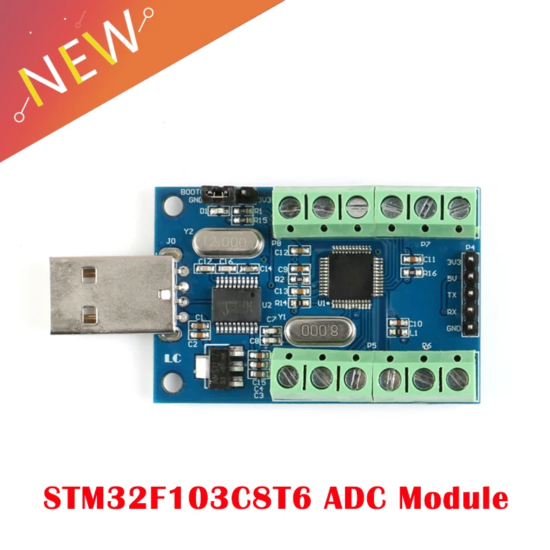 USB 10-канальный 12-битный AD Модуль сбора данных STM32 UART ADC модуль Однопортовый вход |