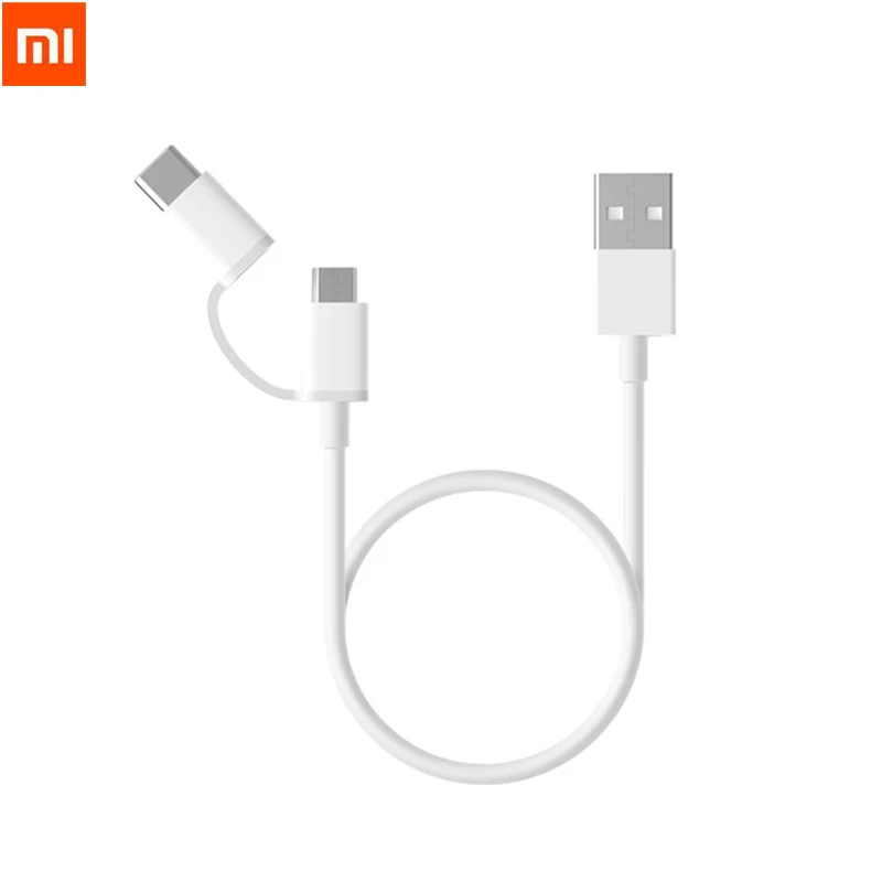 Оригинальный кабель Xiaomi 2 в 1 Micro USB Type C для быстрой синхронизации и зарядки 100 см/30