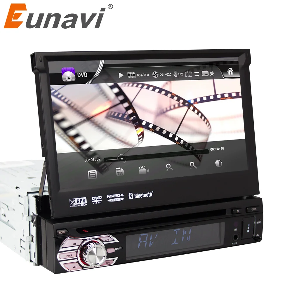 Универсальный автомобильный DVD-плеер Eunavi 7 &quot 1 Din GPS-навигация Съемная передняя