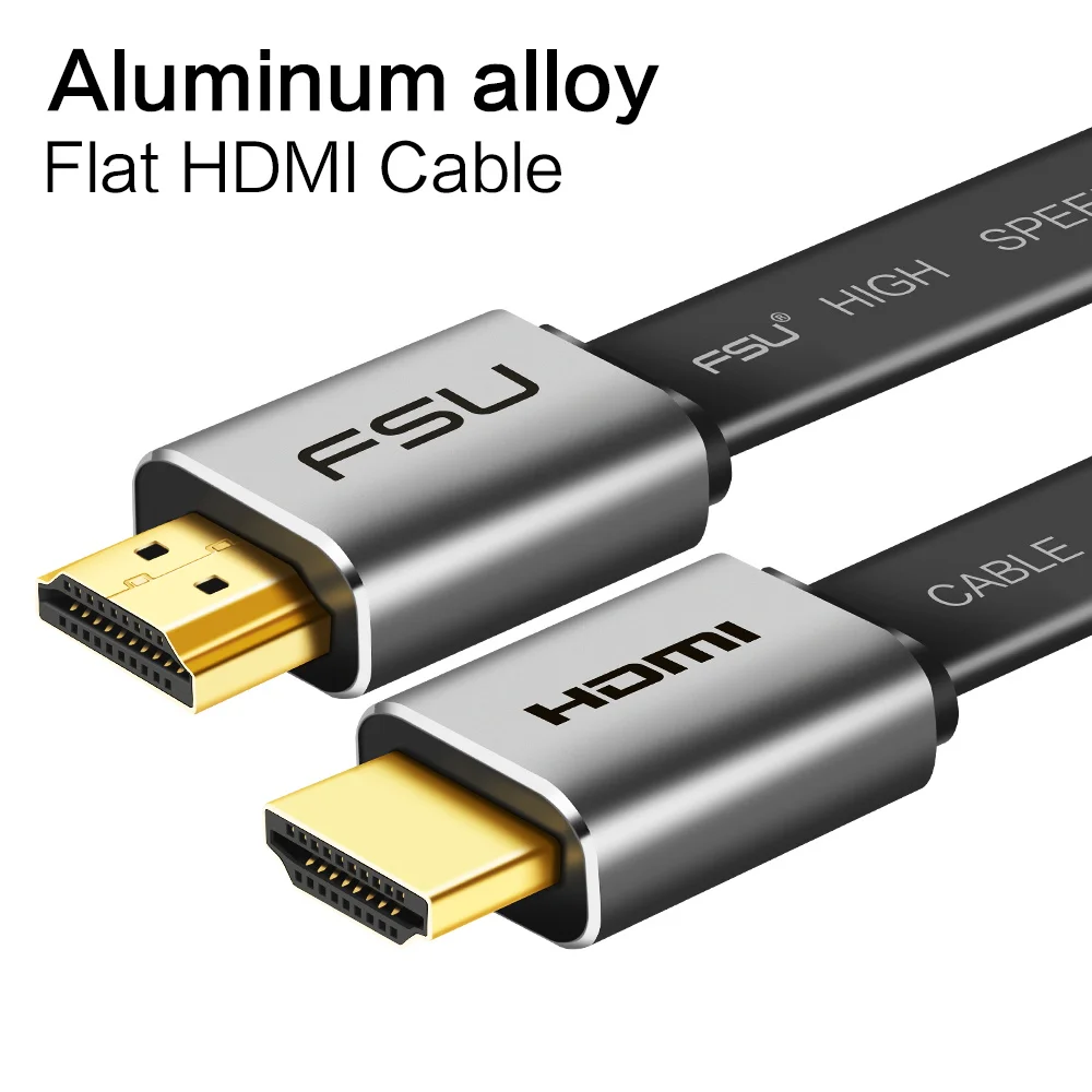 Позолоченный ТВ HDMI кабель HDMI 2,0 1080P 4K 3D HDMI кабель Соединительный адаптер для ПК HD ТВ проектор - Цвет: 4K Alloy Flat cable