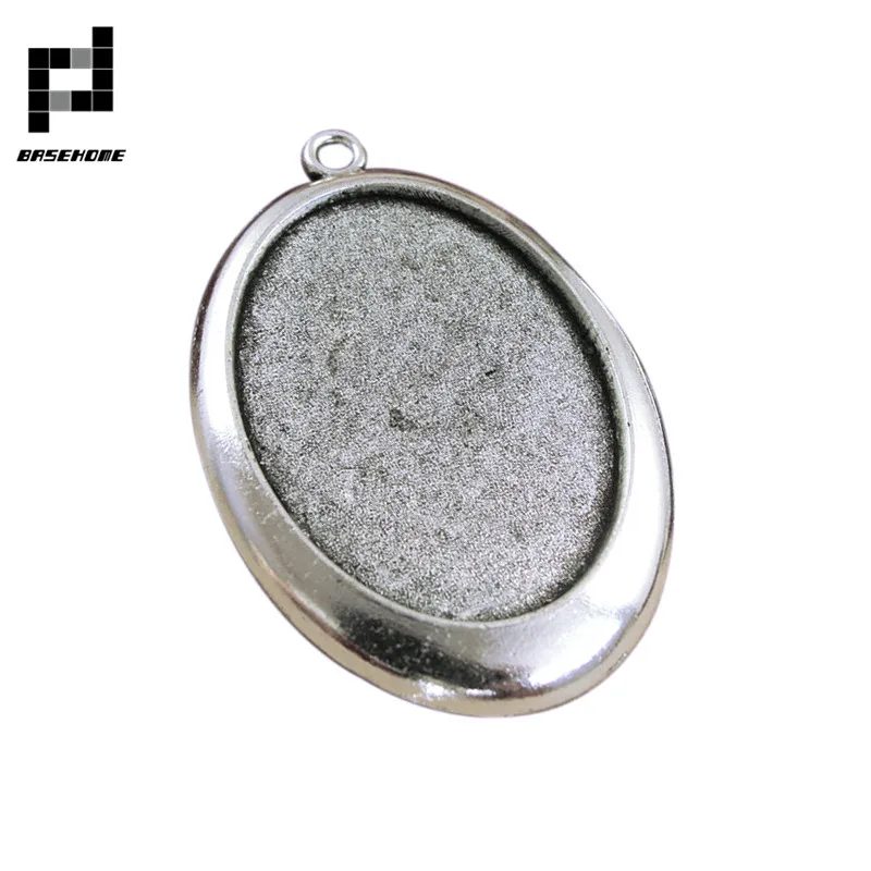 Antique Silver BASEHOME 5 шт/лот антикварный бронзовый овальный кулон Крепление для кабошона лоток рамка пустой подходит 30x40 мм кабошоны Камея DIY ожерелье - Цвет: Antique Silver