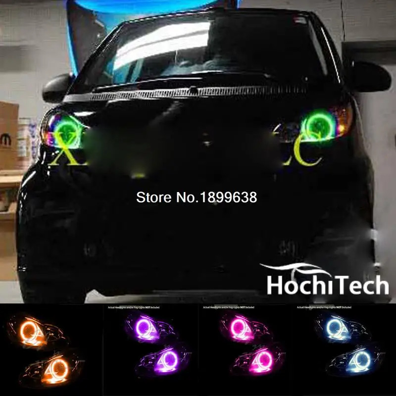 Для 2008-2015 Smart ForTwo RGB светодиодный фар колец halo ангел демон глаза с пульта