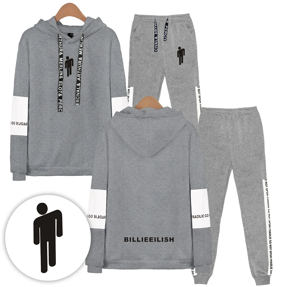 Женские наборы Billie Eilish с принтом, длинный рукав, толстовка с капюшоном+ штаны, комплект из 2 предметов, спортивные костюмы, костюм из двух предметов, спортивная одежда