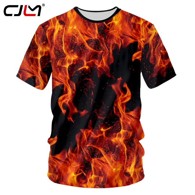 

CJLM New Summer Top 3d Tshirts Print Red Fire Casual T-shirt Man Hip Hop Outwears Shirts Homme Slim Fit Fitness Undershirts 7XL