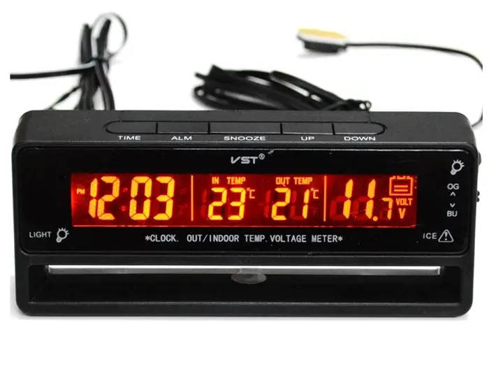 VST 7010V Автомобильный термометр автомобильные часы вольтметр двойной фоновый