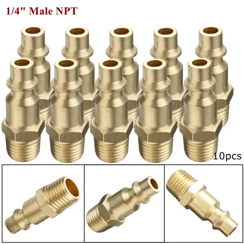 10 шт. 1/4 &quotIndtrial Твердый латунный воздушный шланг фитинги Npt Мужской Milton тип разъем