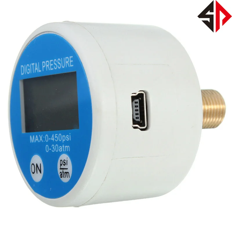 450psi 40 мм Медицинский цифровой дисплей манометр резьба 1/8 батарея USB внешний