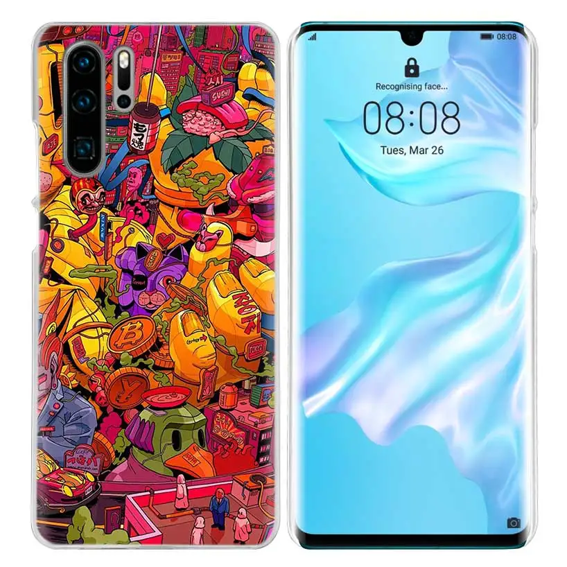08 Neon Psychedelic Case for Huawei P20 P Smart Z Plus P30 P10 P9 P8 Mate 10 20 lite Pro Hard PC Luxury Phone Cover Coque - Цвет: 08