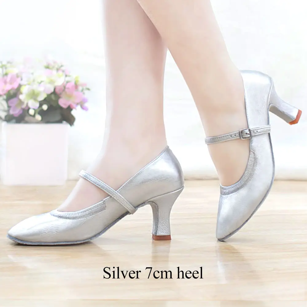Silver 7cm heel Обувь для латинских танцев для женщин, женская танцевальная обувь для сальсы, танцевальная обувь для танго, Современный Джаз, обувь для танцев, Каблук 5/7 см, женская обувь, 41 - Цвет: Silver 7cm heel