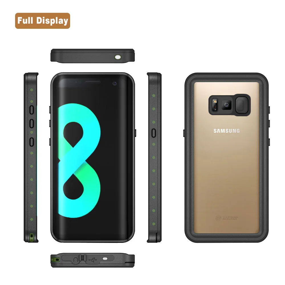 Для Galaxy S10 S10plus водонепроницаемый чехол Защита от грязи и снега для samsung Galaxy S8 S9 с сенсорным ID Чехол - Цвет: Black and Transparen