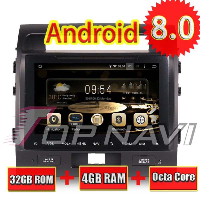 

TOPNAVI 10.1" Octa Core Android 8.0 Car GPS Navigation for TOYOTA LAND CRUISER LC200 2004- Car Multimedia Audio Stereo NO DVD