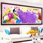 DIY Алмазная вышивка, набор для рисования с круглыми камнями и полотном цветущие насыщенного фиолетового цвета с изображением павлина из страз стразы 5D алмазная живопись Вышивка крестиком, рукоделие