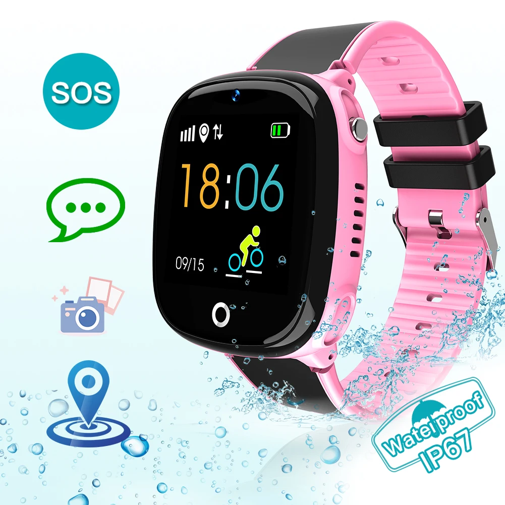 IP67 цветной экран часы Детские умные часы телефон gps трекер позиционирование IP67 водонепроницаемые часы для детей