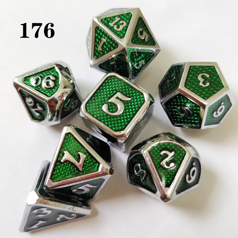 DnD металлические кости RPG MTG кости персонализированный шрифт кости включая различные цвета кости мешок D4 D6 D8 D10 D12 D20 - Цвет: 176
