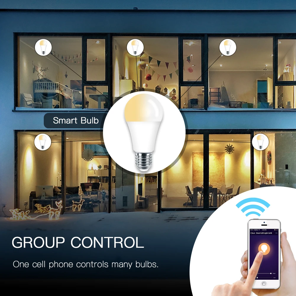 

WiFi Smart Light Bulb LED Lamp 7W Warm Cool White Smart Life/Tuya APP Remote Control Works with Alexa Echo Google E27 E26