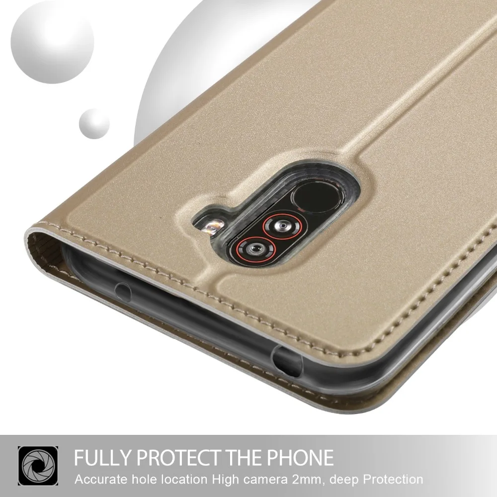 Роскошные Флип Чехол для Xiaomi Pocophone F1 Поко из искусственной кожи Магнитная карман