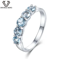 double r 1 16ct nature blue topaz rings 925 sterling silver engagement ring for women anniversary