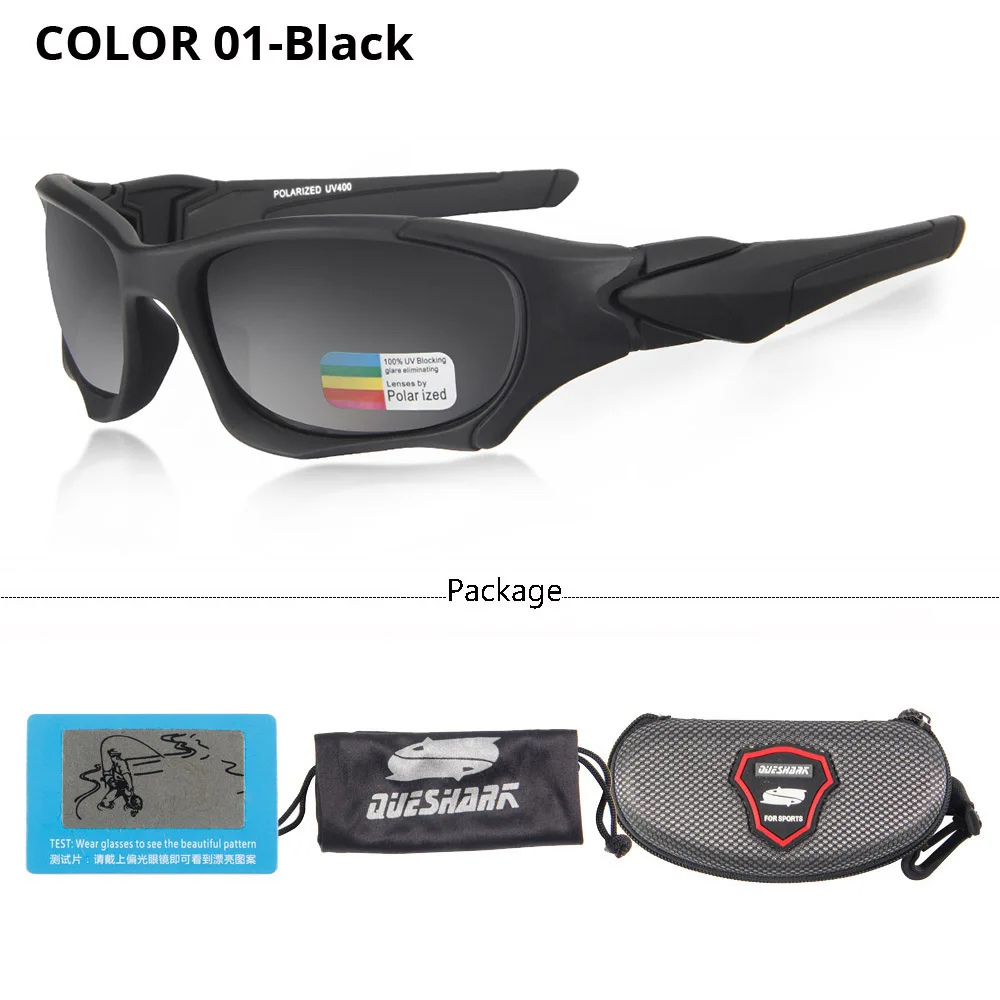 Black QUESHARK, велосипедные очки, спортивные, тактические, военные, поляризационные, велосипедные солнцезащитные очки, мужские, HD, для кемпинга, верховой езды, очки, велосипедные очки - Цвет: Black
