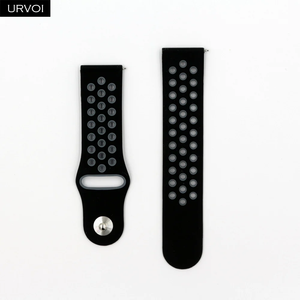 Black Grey URVOI для Galaxy Watch Active/42/46 мм gear sport Силиконовый ремешок быстроразъемные контакты мягкий сменный 22 мм/20 мм - Цвет ремешка: Black Grey