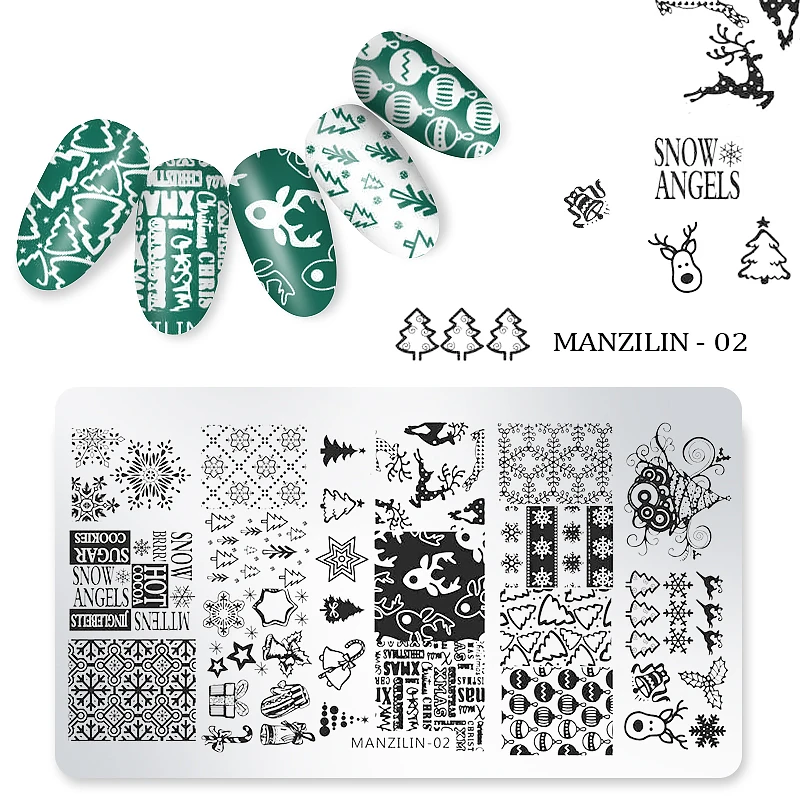 

12cm*6cm Christmas Design Lace Nail Art Stamping Template Image Plates DIY Nail Polish Print Stencil Manicure Accessory Tools