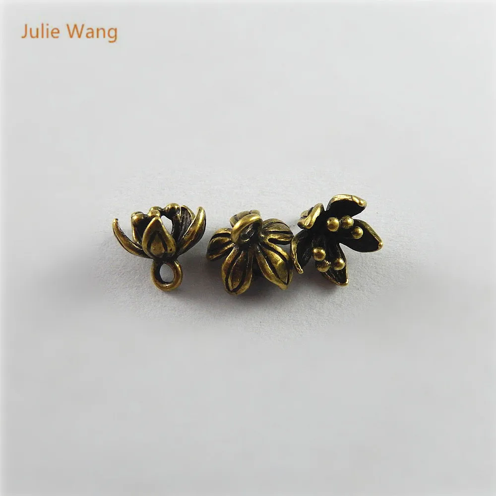 10 шт. подвески в форме лотоса Julie Wang из античной бронзы медные Подвески для
