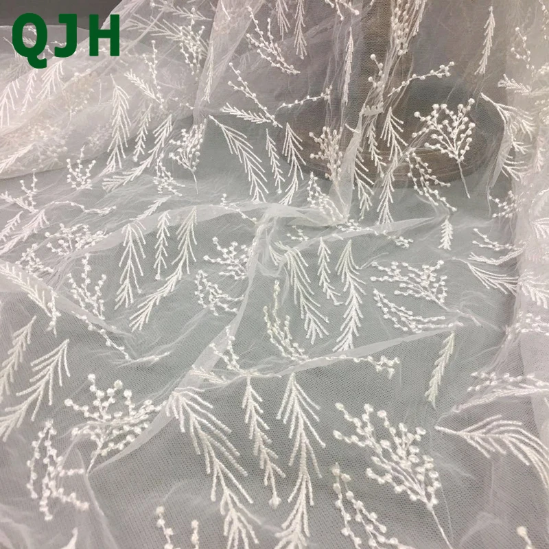 Новинка лета 2018 кружевная ткань из полиэстера с вышивкой в виде листьев