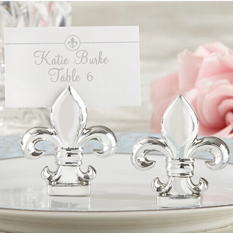 

40pcs/lot Wedding Favor Party decoration "Fleur de Lis" Silver-Finish Place Card Photo Holder Table number holder Free shipping