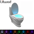 Светодиодный ночсветильник для туалета, 8 цветов, аварийная лампа Rgb с питанием от сухих батарей, карта атмосферы, питание от ААА