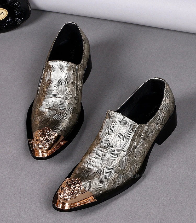2017 Обувь Из Натуральной Кожи Мужчины Башмаки Острый Металл Toe Туфли Змеиной