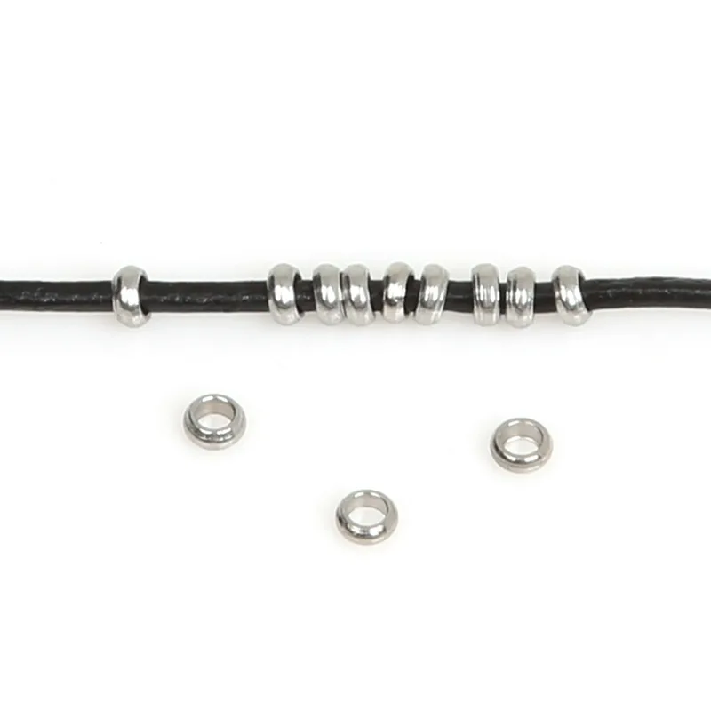 Бусинки с большими отверстиями DIY из нержавеющей стали серебристый оттенок