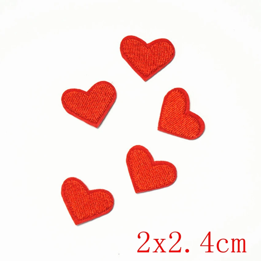 Lot of 5 Little Red Hearts Patch Embroidered Iron On Patches Fabric Sewing Applique for Jacket Clothes Badge DIY Apparel | Дом и сад
