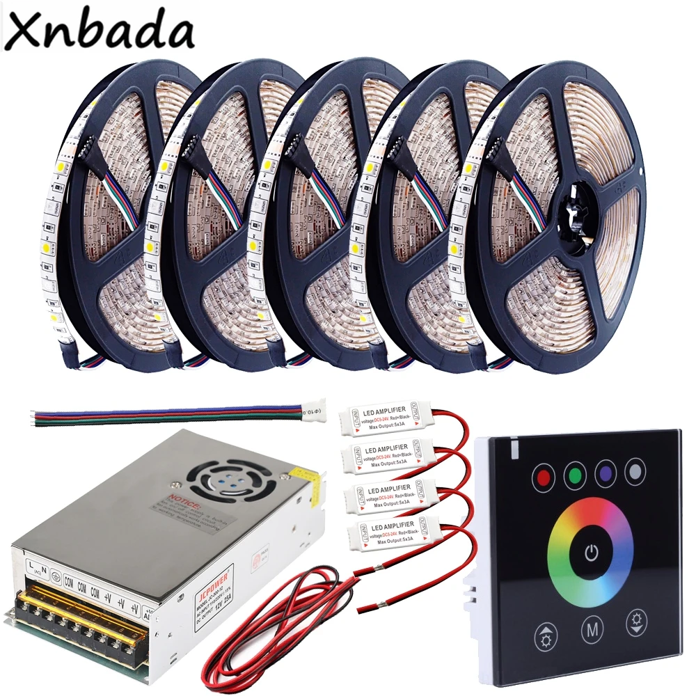 5~ 30 м 5050SMD RGBW RGBWW Светодиодная лента Черная RGBW светодиодная Сенсорная панель контроллер DC12V Светодиодный силовой трансформатор светодиодный Усилитель RGBW