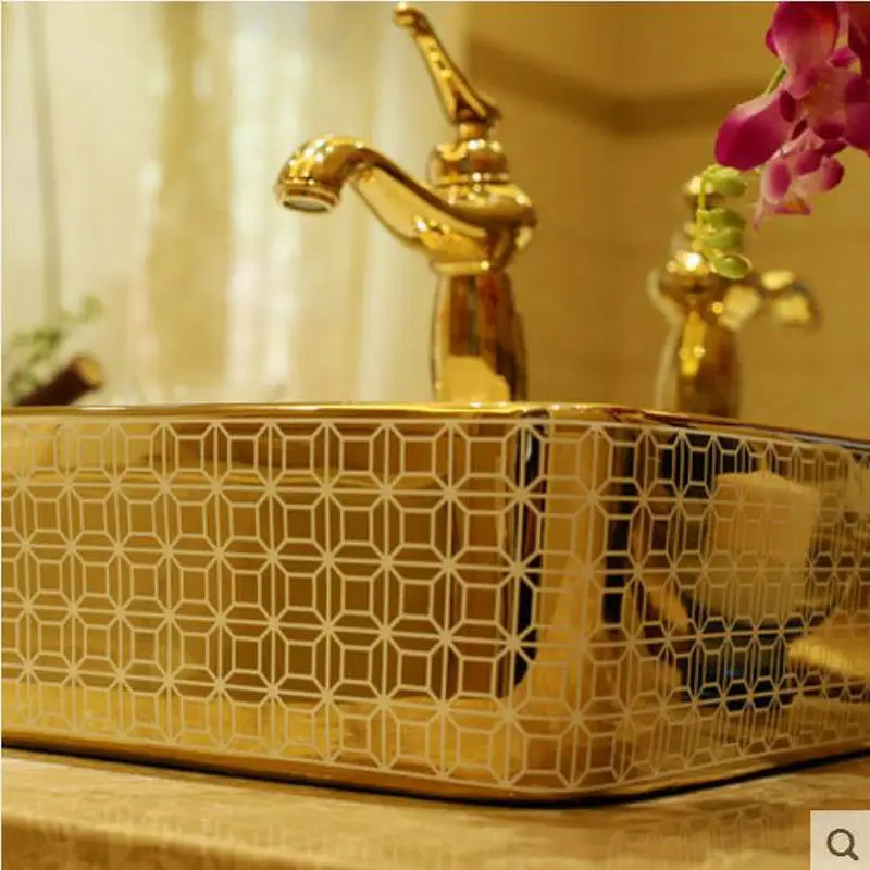Мозаичная Золотая художественная столешница прямоугольная раковина для ванной