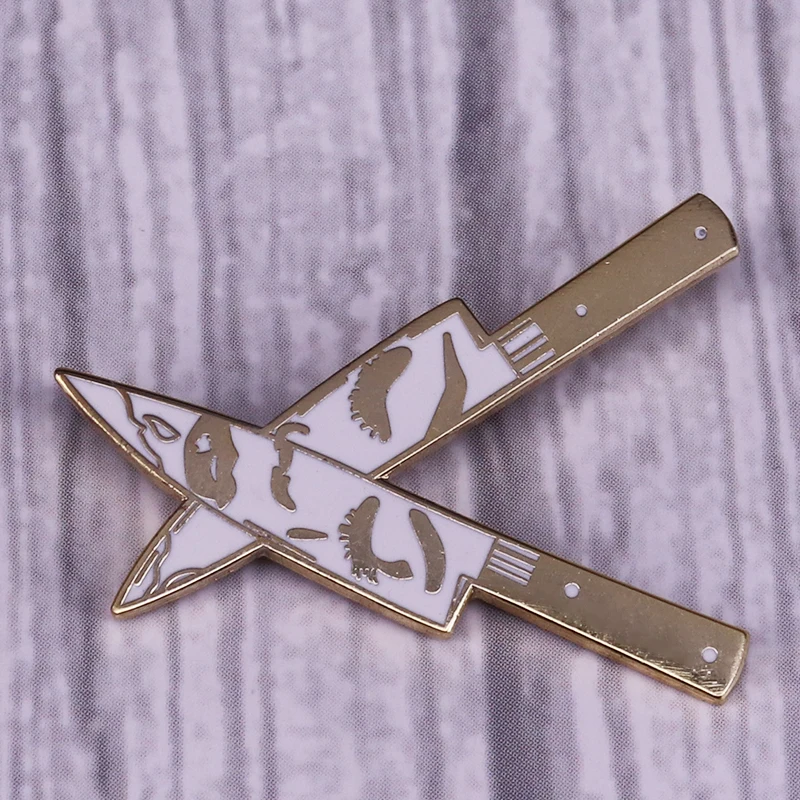 Пара кинжалов эмалированная булавка Женская головоломка для лица арт брошь шарм