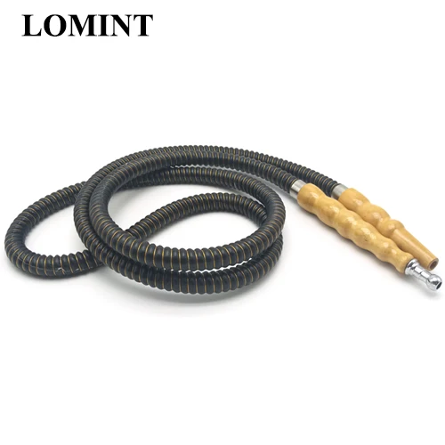 Black LOMINT черный кожаный шланг для кальяна с деревянной ручкой для Shishia Hookahs кальян наргиле аксессуары Китай с фабрики - Цвет: Black