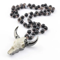 western jewelry amazon mint natural stone beads cow head pendant necklaces semi precious stones necklaces