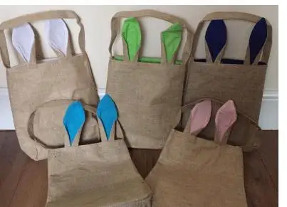 Сумка из хлопка и льна для охоты на пасхальные яйца сумка тоут с ушами зайчика