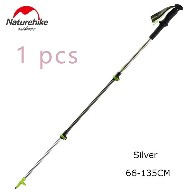 1 pcs silver Naturehike карбоновое волокно+ алюминиевый сплав Трость для ходьбы полюс легкий Кемпинг Треккинг полюс трость для пеших прогулок около 185 г/шт - Цвет: 1 pcs silver