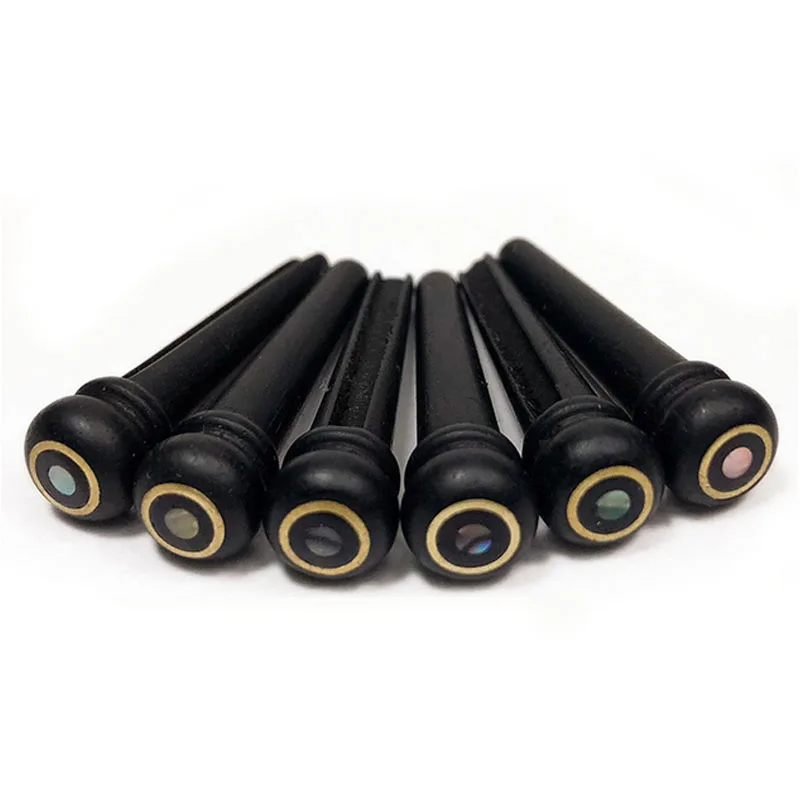 Ebony 4 6 шт., настоящая кость, акустическая гитара, мост, шпильки, чистая кость, эбеновый мост, Шпилька с латунным кольцом для народной гитары, Сменные аксессуары - Цвет: Ebony 4