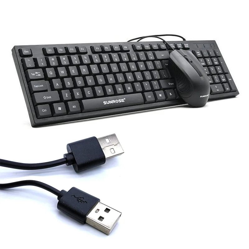 Низкая цена хорошее качество клавиатура и мышь набор USB Проводная клавиатура комплект для компьютера ПК Ноутбук игровой геймер водонепроницаемый длинный кабель