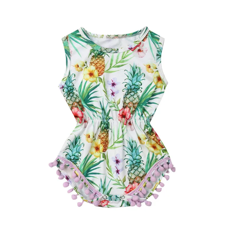 Пляжный стиль для новорожденных комбинезон без рукавов Летний хлопковый с