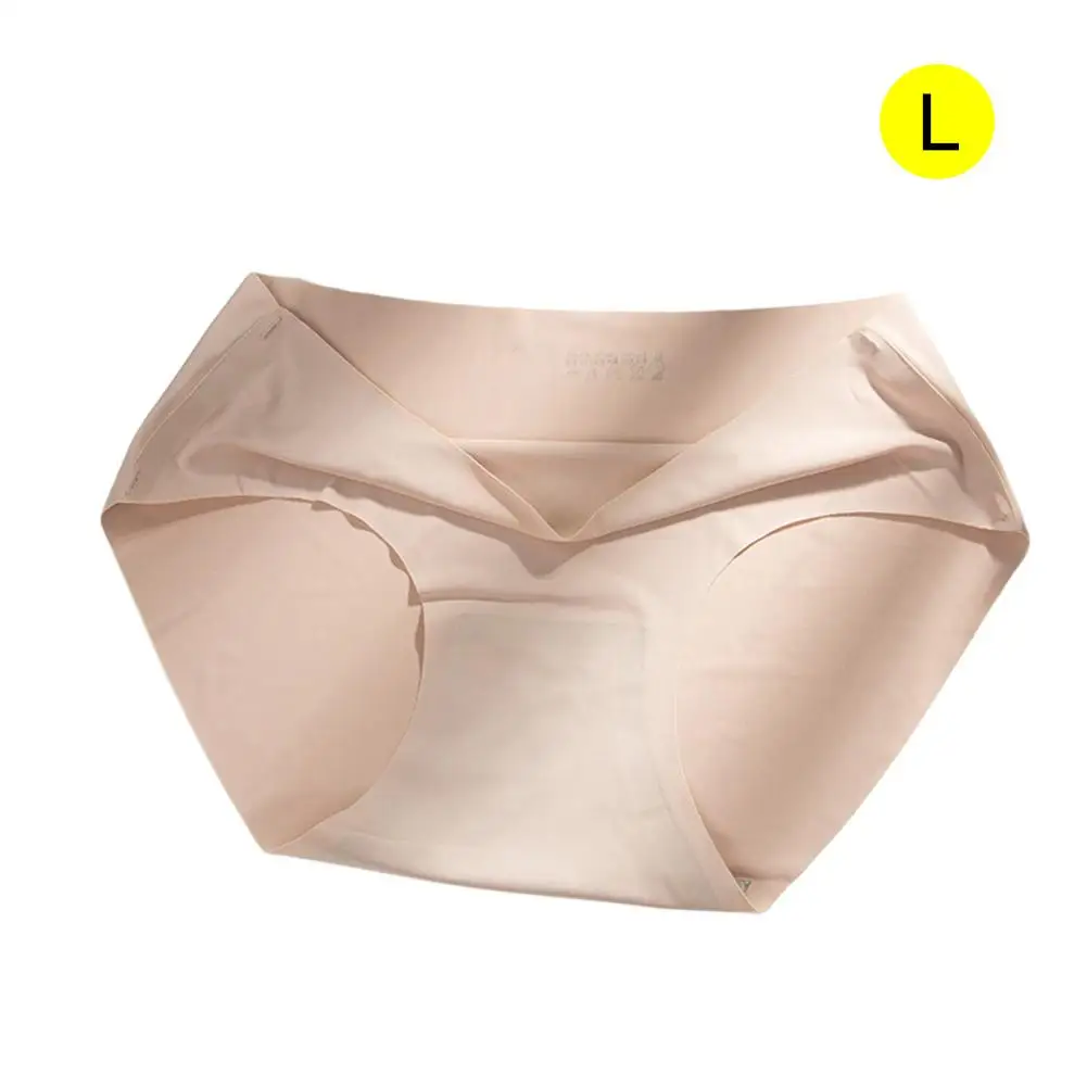Light Coffee Ice Silk Seamless Underwear Ladies Cotton Waist Triangle Breathable No Trace Hip Anti-Light Sexy Underwear - Цвет: Light Coffee