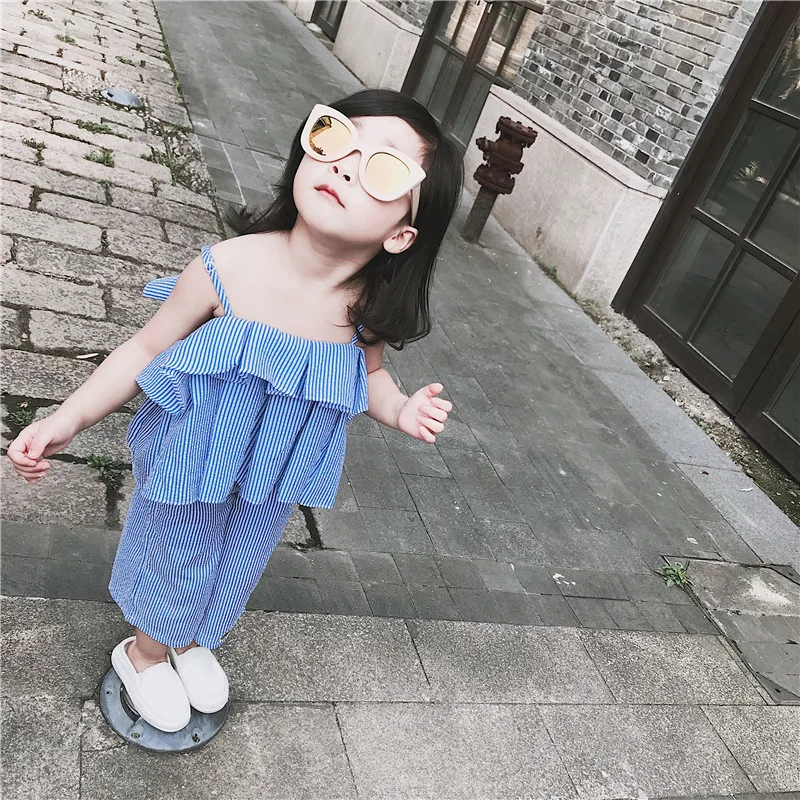 2018 Летняя Одежда для девочек без рукавов хлопок плед набор жилет топ + штаны