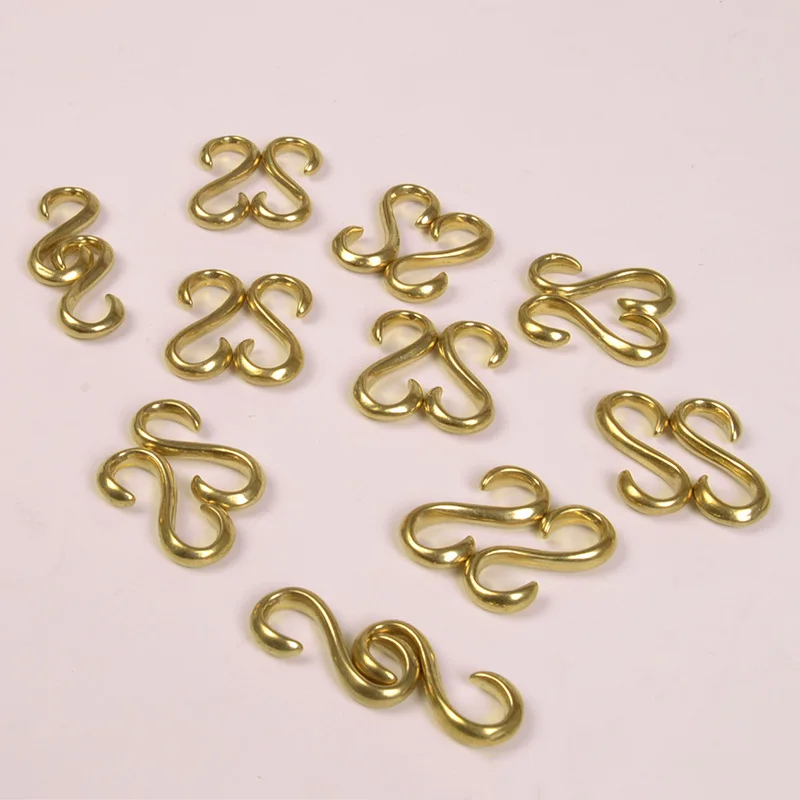 5 шт. 2,5x1,1 мм "S" застежки-крючки в форме крючков из чистой латуни, популярная еврей фурнитура для ремесленников, аксессуары для резьбы,, твердая латунь