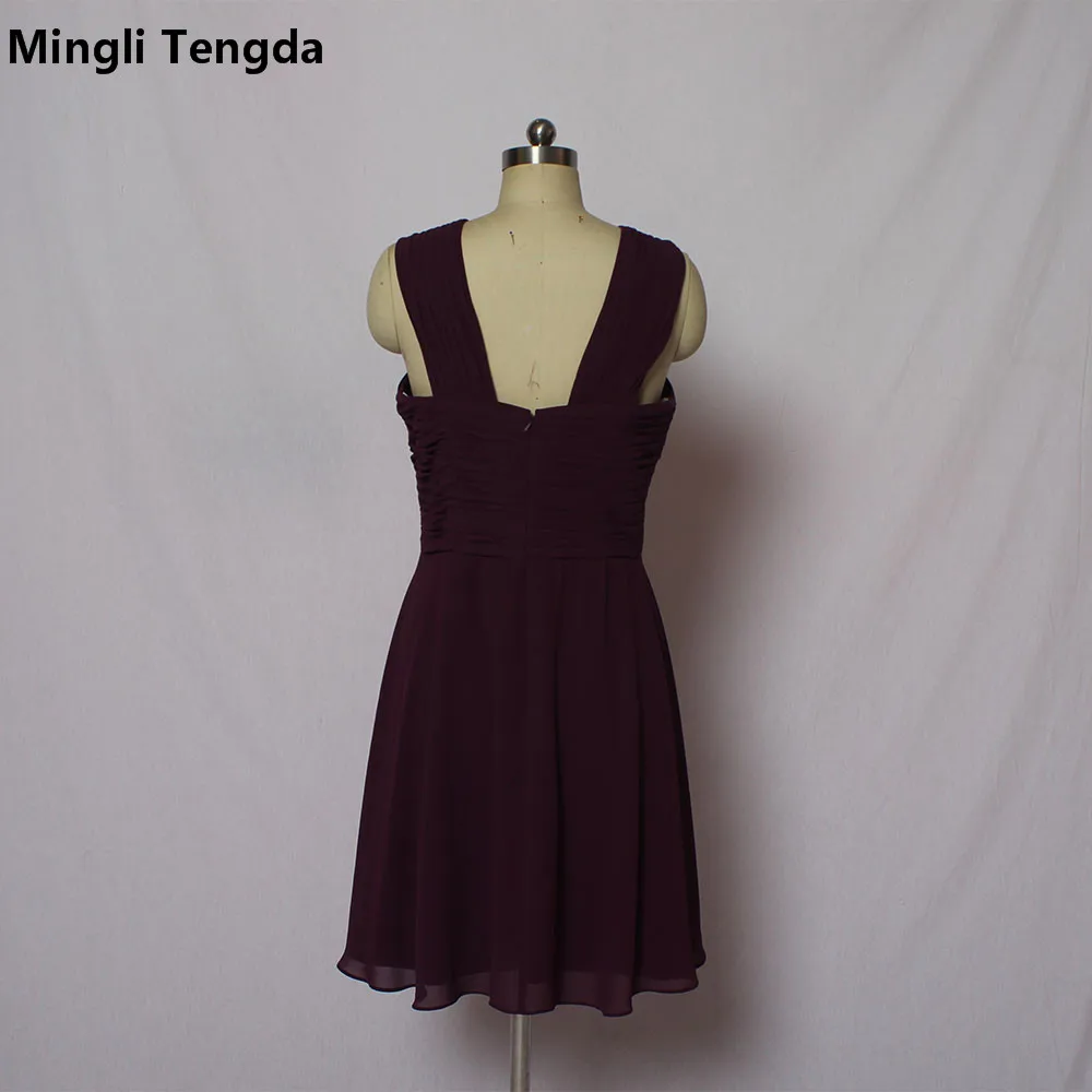 Mingli Tengda Purple/Black Bridesmaid Dresses 2018 Short Halter Dress Backless Chiffon Wedding Party for Women | Свадьбы и торжества