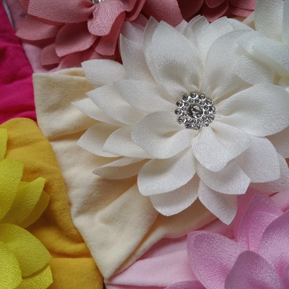 New Stretch Double Chiffon Flower Baby Headband Newborn Knot Wide Nylon Headwraps Girls Headwear Kids Photo Props | Мать и ребенок